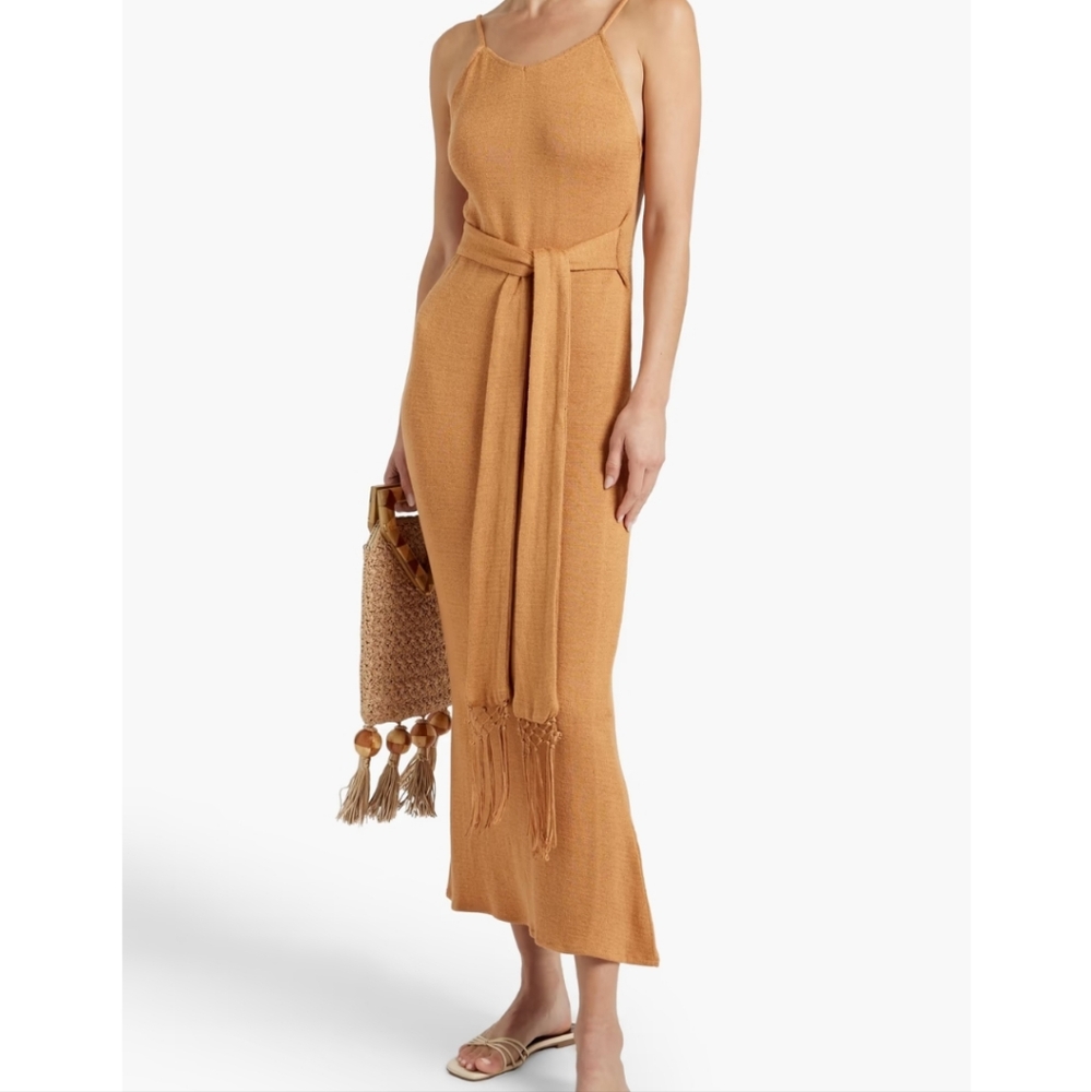 NWT Savannah Morrow The Label Ara open back cotton and silk blend midi dress